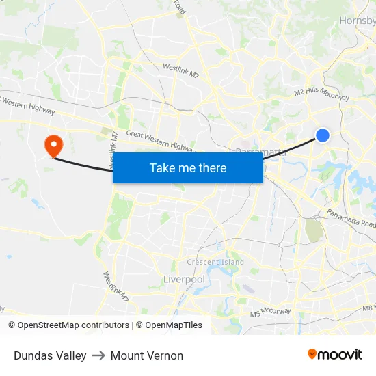 Dundas Valley to Mount Vernon map