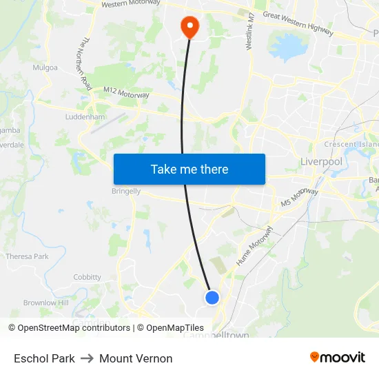 Eschol Park to Mount Vernon map