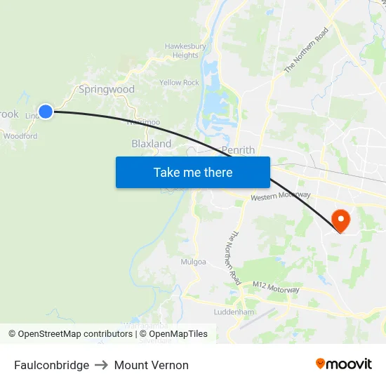 Faulconbridge to Mount Vernon map