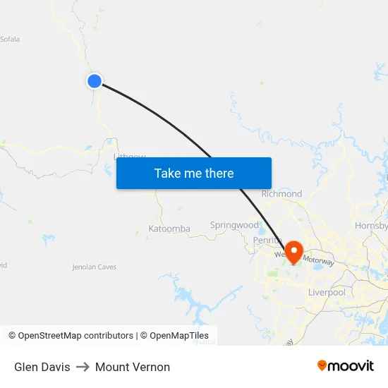 Glen Davis to Mount Vernon map