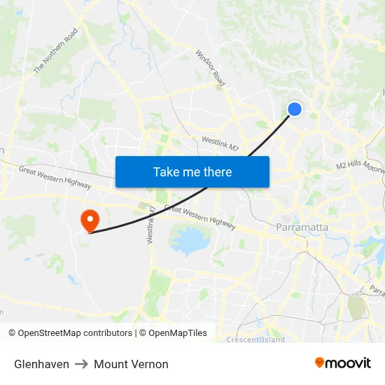 Glenhaven to Mount Vernon map