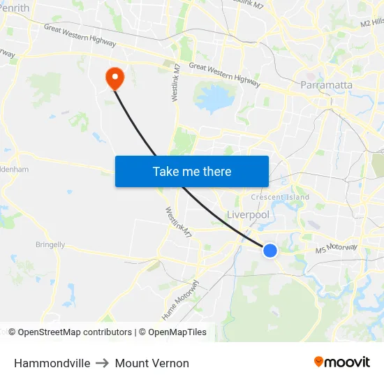 Hammondville to Mount Vernon map