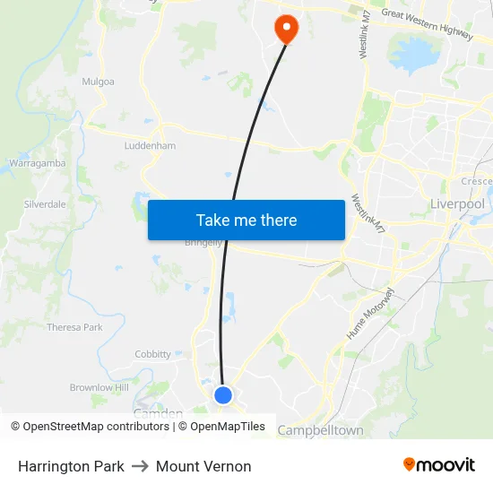 Harrington Park to Mount Vernon map