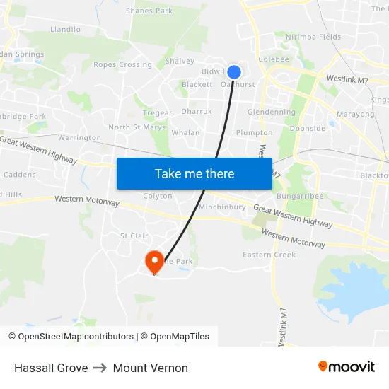 Hassall Grove to Mount Vernon map
