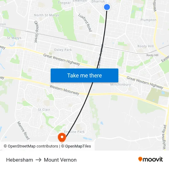Hebersham to Mount Vernon map