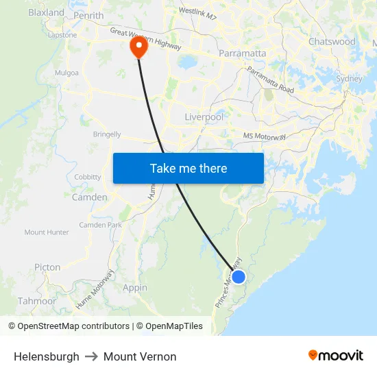 Helensburgh to Mount Vernon map