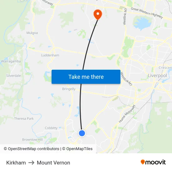Kirkham to Mount Vernon map