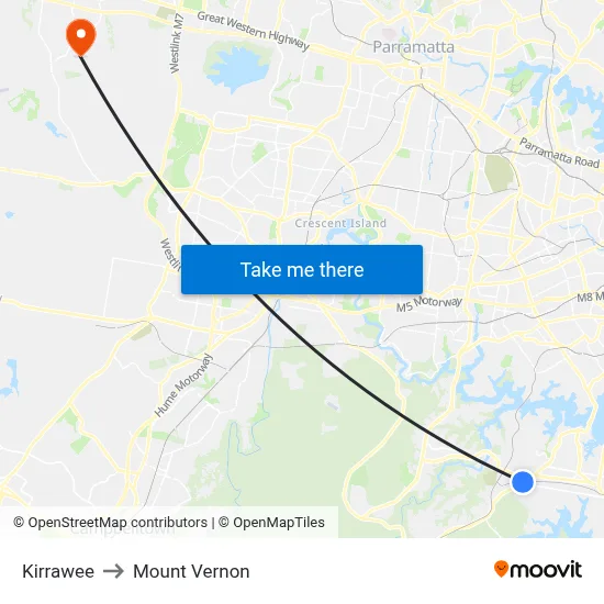 Kirrawee to Mount Vernon map