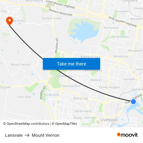 Lansvale to Mount Vernon map