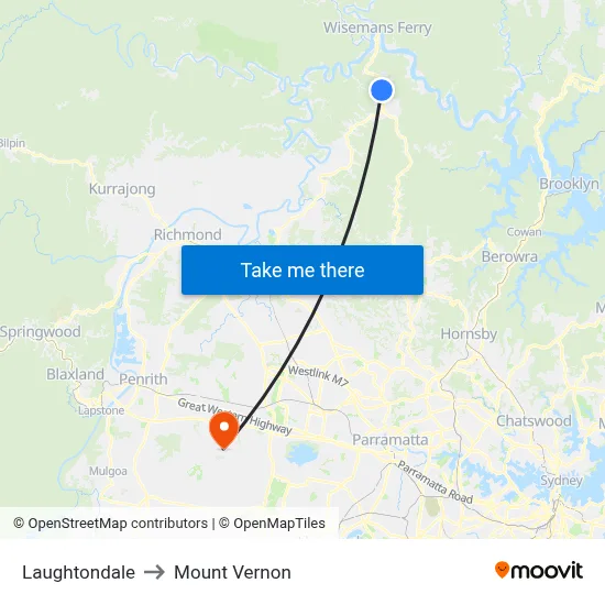 Laughtondale to Mount Vernon map