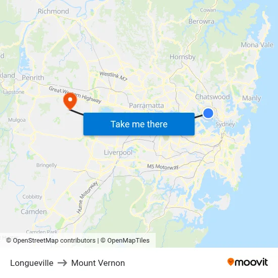 Longueville to Mount Vernon map