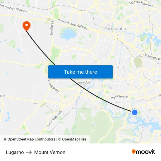 Lugarno to Mount Vernon map