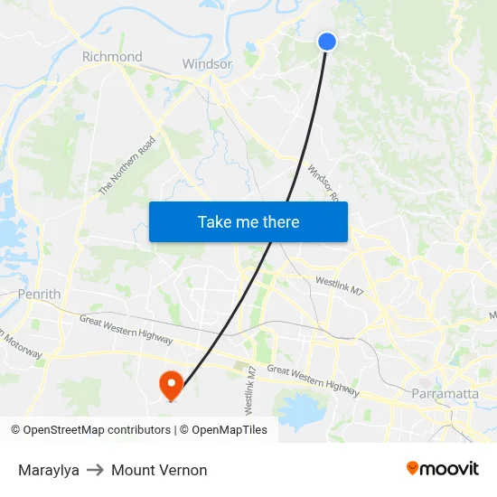Maraylya to Mount Vernon map