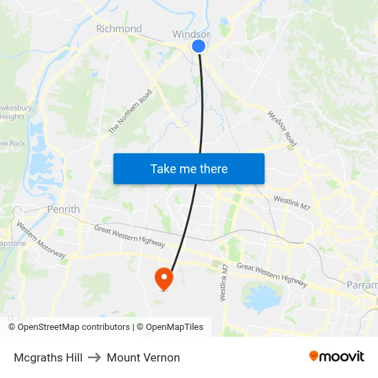 Mcgraths Hill to Mount Vernon map
