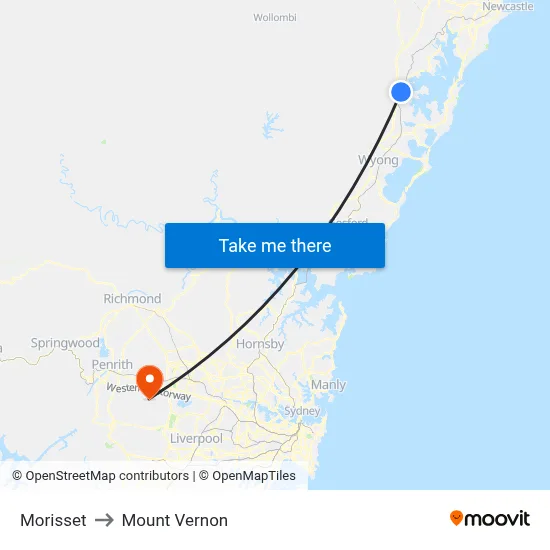 Morisset to Mount Vernon map