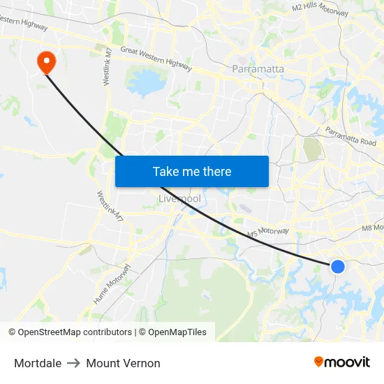 Mortdale to Mount Vernon map