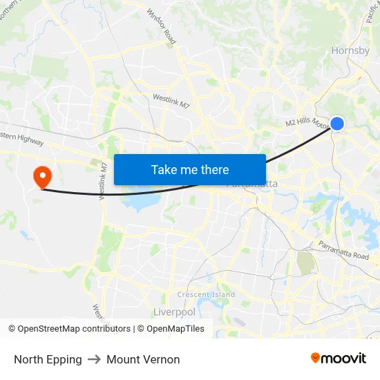 North Epping to Mount Vernon map