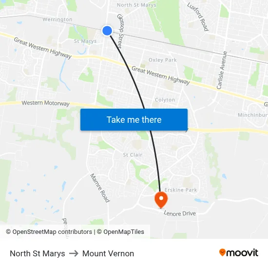 North St Marys to Mount Vernon map