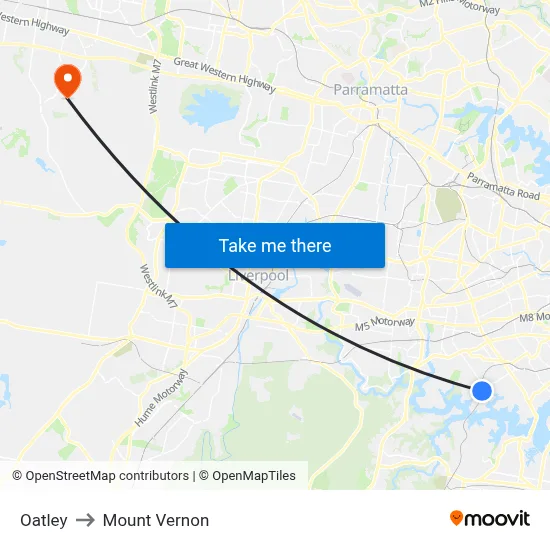 Oatley to Mount Vernon map