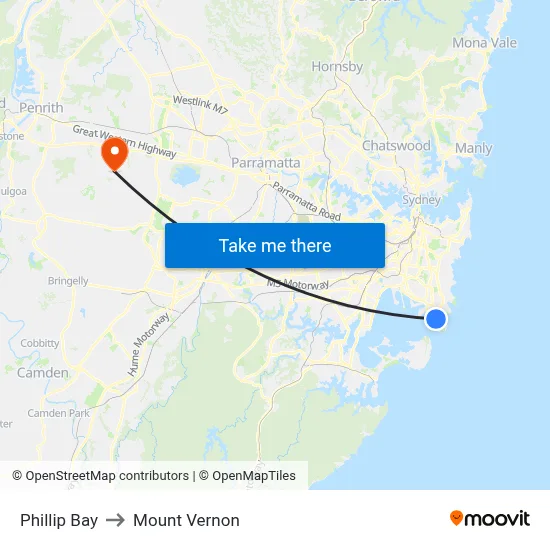 Phillip Bay to Mount Vernon map