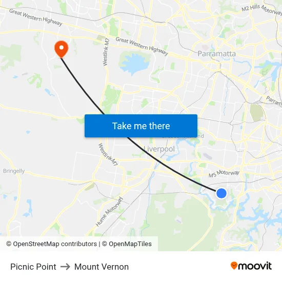 Picnic Point to Mount Vernon map
