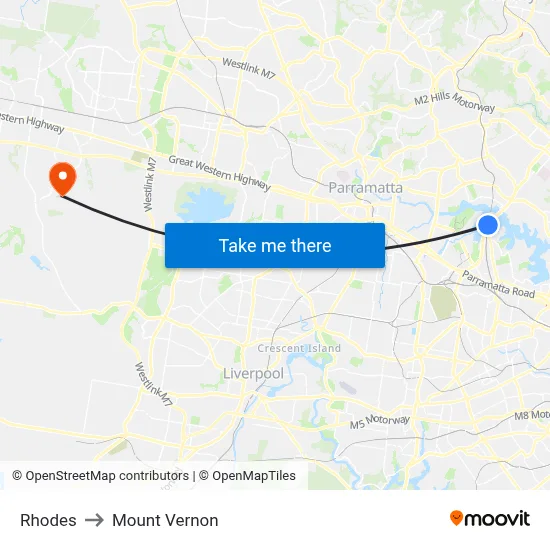 Rhodes to Mount Vernon map