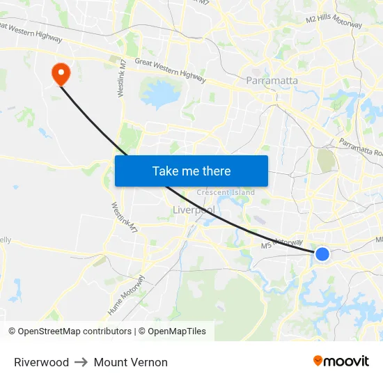 Riverwood to Mount Vernon map