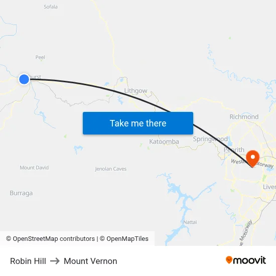 Robin Hill to Mount Vernon map