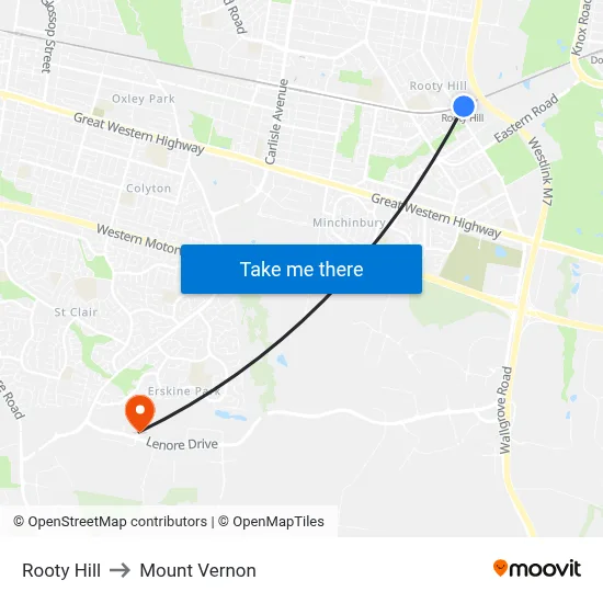 Rooty Hill to Mount Vernon map