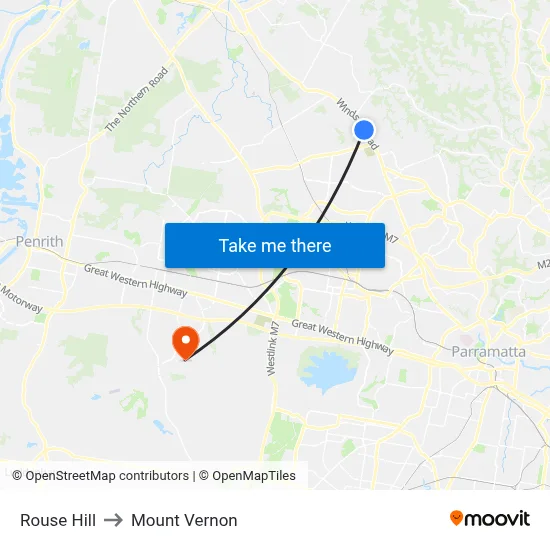 Rouse Hill to Mount Vernon map