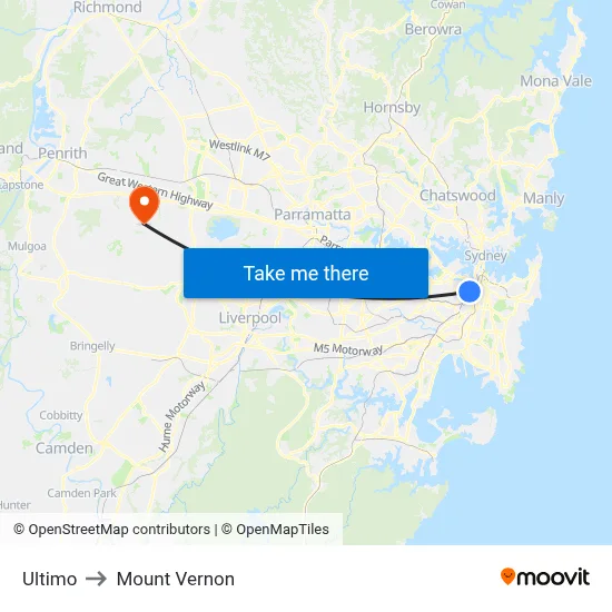 Ultimo to Mount Vernon map