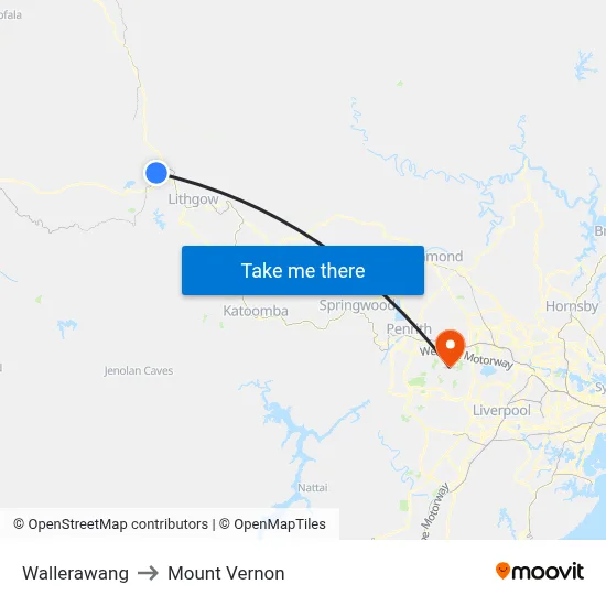Wallerawang to Mount Vernon map