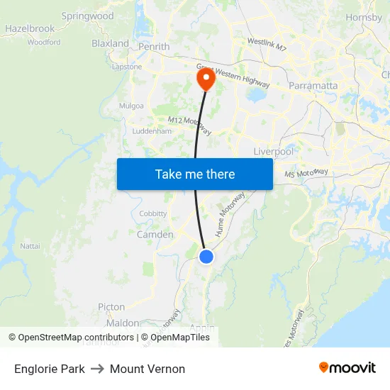 Englorie Park to Mount Vernon map