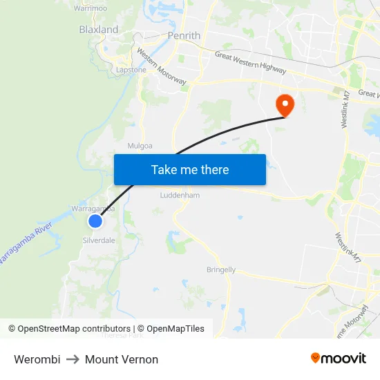 Werombi to Mount Vernon map