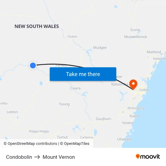 Condobolin to Mount Vernon map