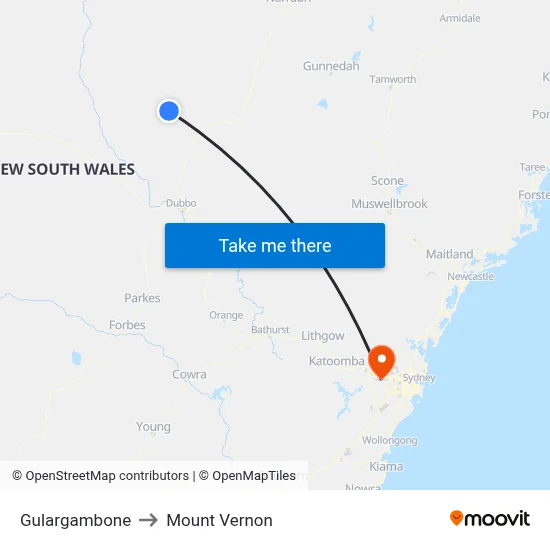 Gulargambone to Mount Vernon map