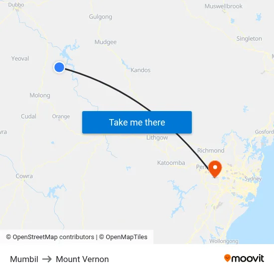 Mumbil to Mount Vernon map