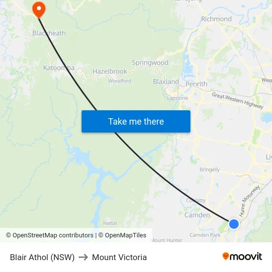 Blair Athol (NSW) to Mount Victoria map