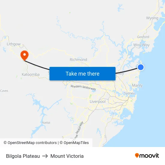 Bilgola Plateau to Mount Victoria map