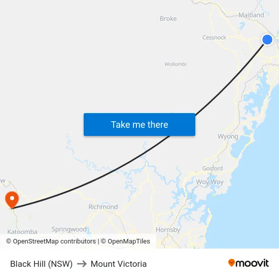 Black Hill (NSW) to Mount Victoria map