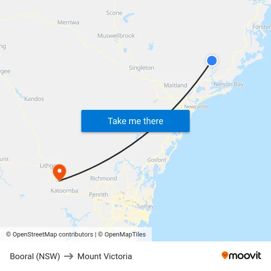 Booral (NSW) to Mount Victoria map