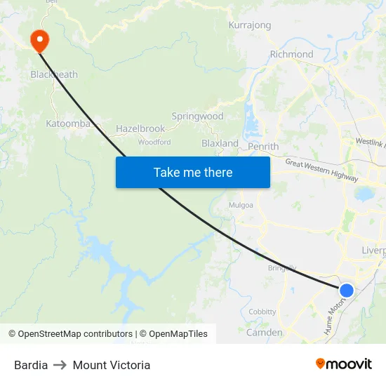 Bardia to Mount Victoria map