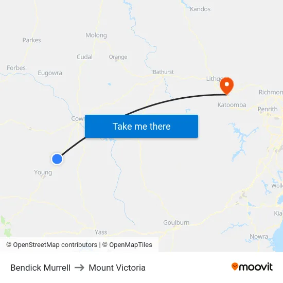 Bendick Murrell to Mount Victoria map
