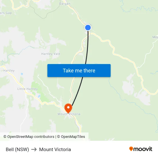 Bell (NSW) to Mount Victoria map