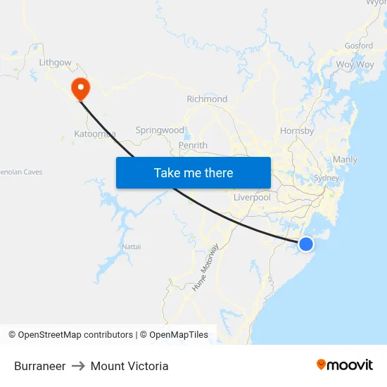 Burraneer to Mount Victoria map