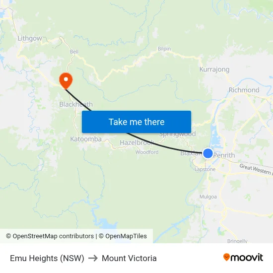 Emu Heights (NSW) to Mount Victoria map