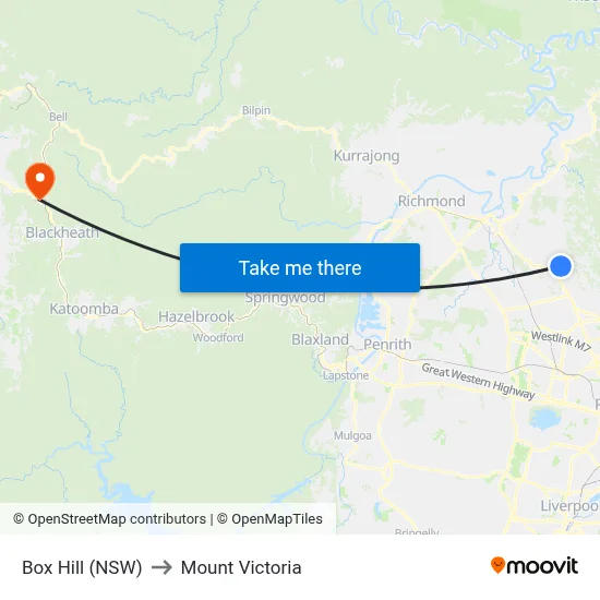Box Hill (NSW) to Mount Victoria map