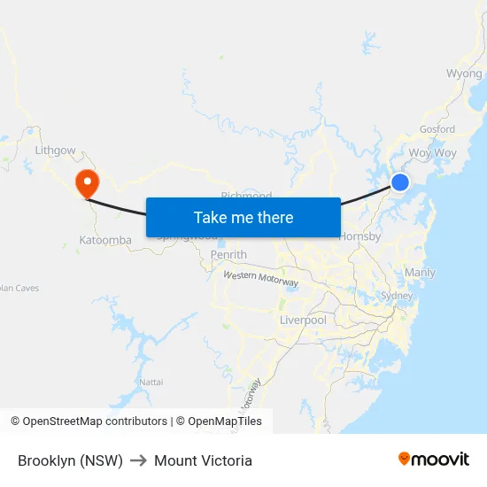 Brooklyn (NSW) to Mount Victoria map