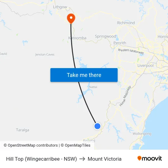 Hill Top (Wingecarribee - NSW) to Mount Victoria map
