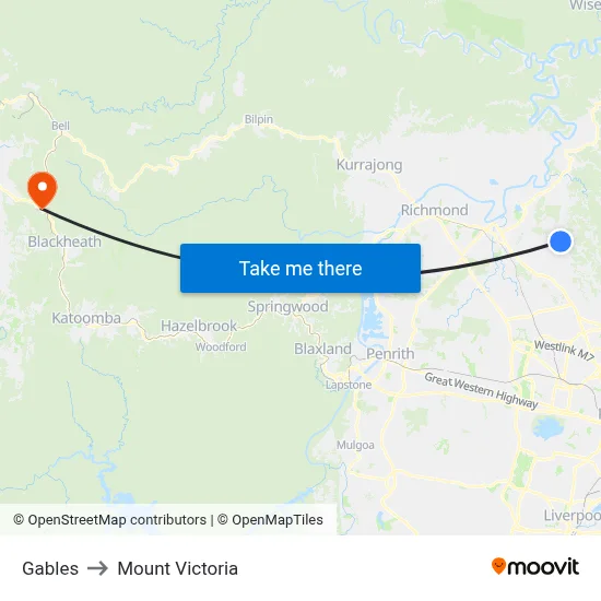Gables to Mount Victoria map